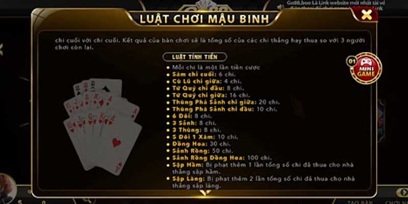 Quy cách tính điểm trong tựa game bài này